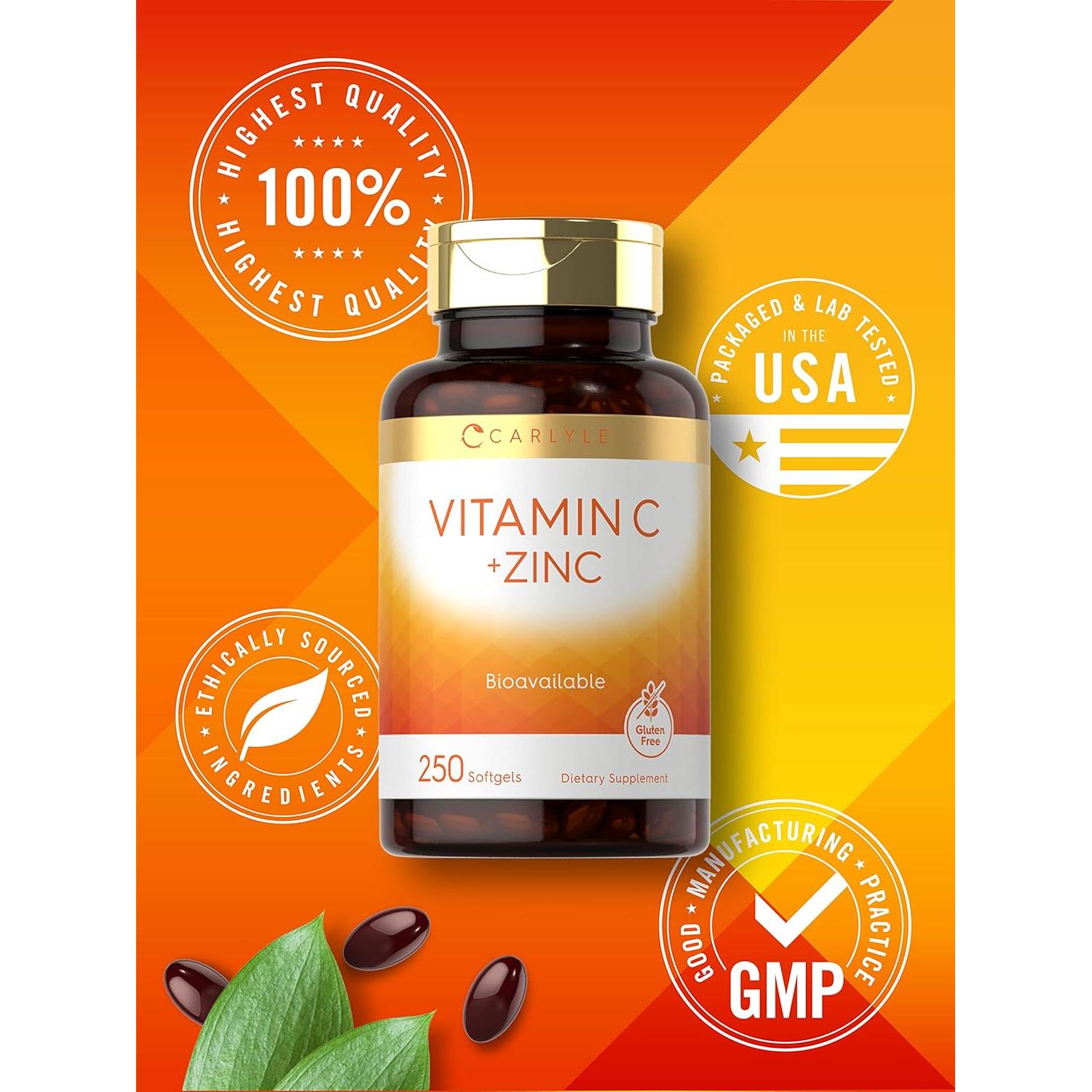 Carlyle Vitamina C con Zinc 250 Gelatinas Blandas 180mg/100mg