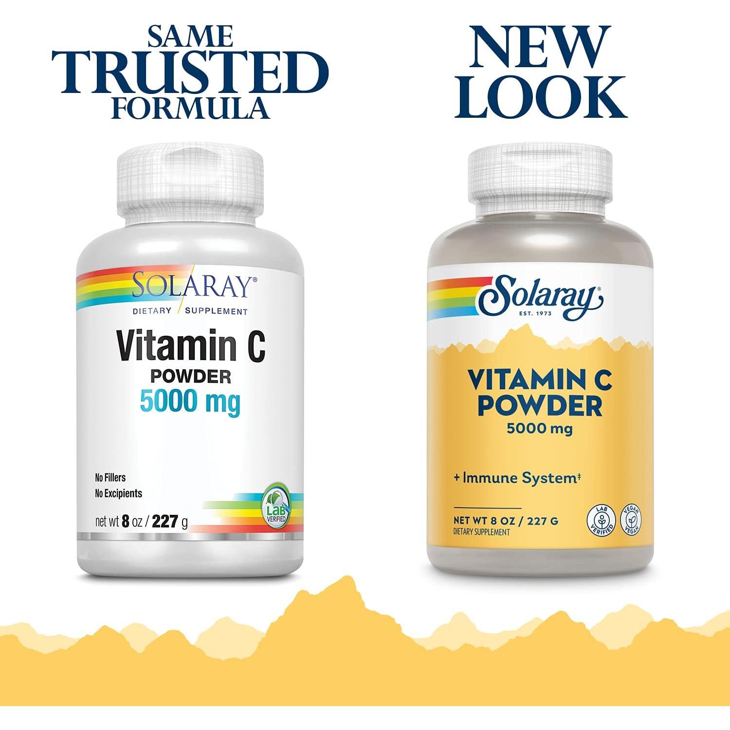 Polvo de Vitamina C Solaray 226.8 g - Antioxidante y Colágeno