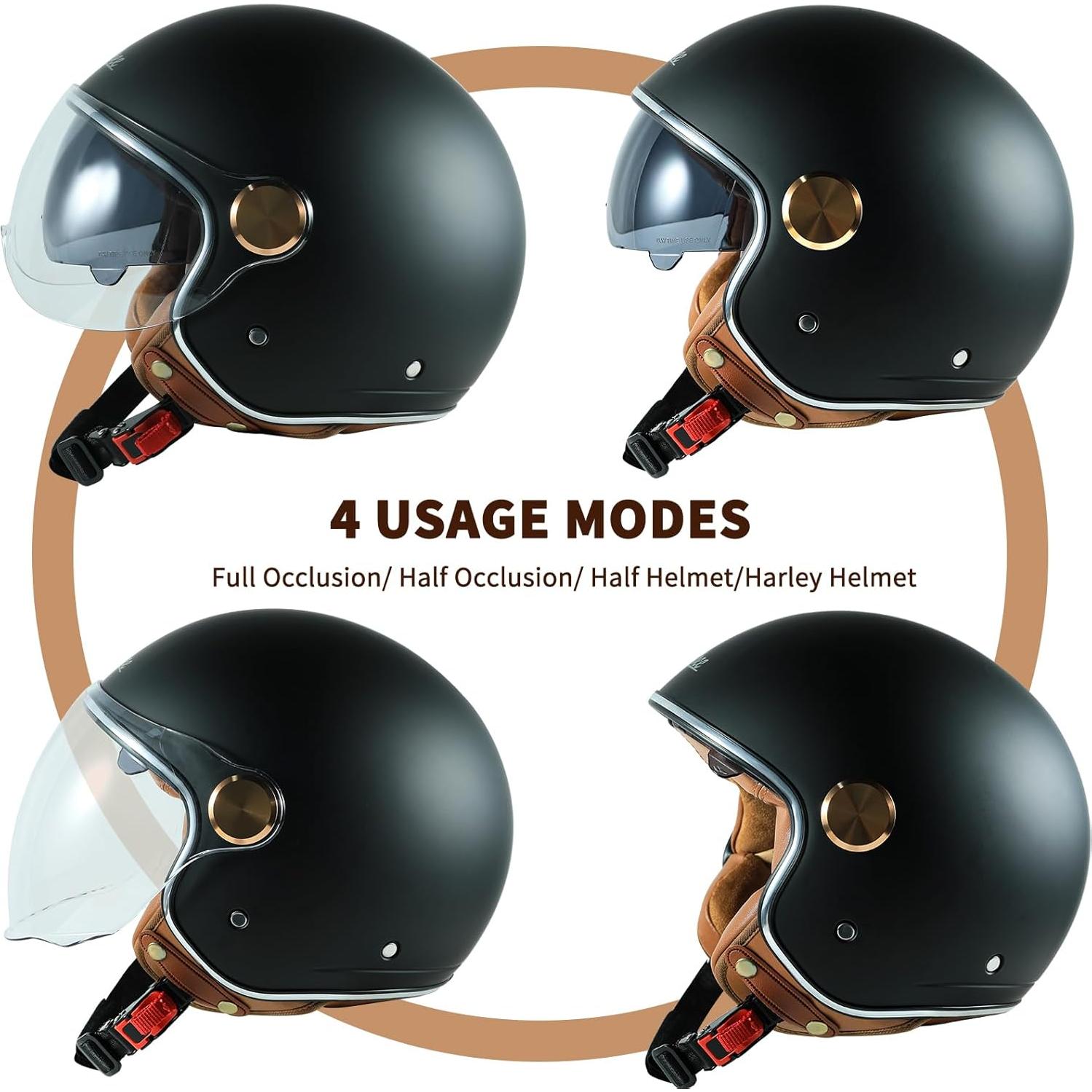 Casco de Motocicleta Pretoee PT-AIR 06 Retro 3/4 Unisex