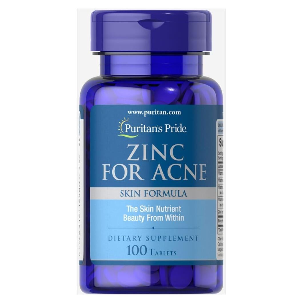 Suplemento de Zinc Puritan's Pride para Piel Acneica 100 Tabletas