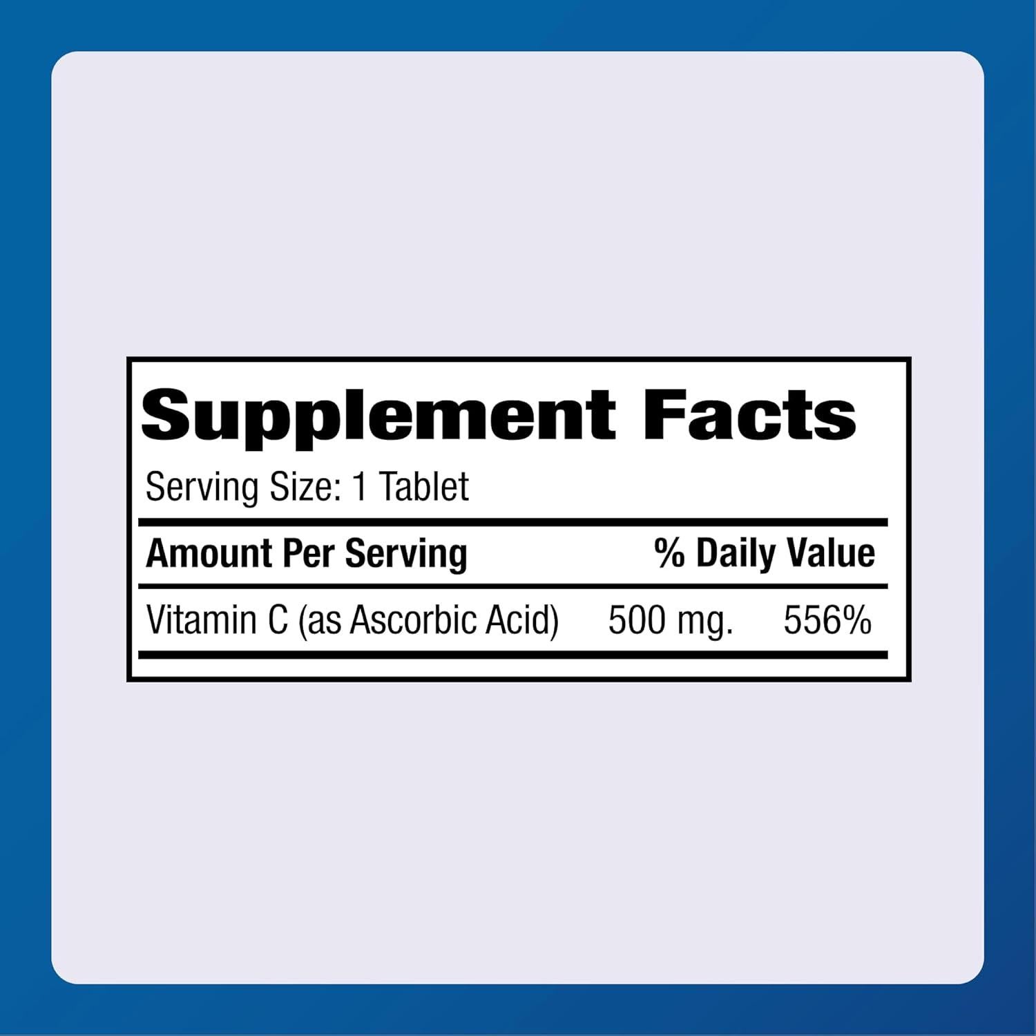 Tabletas de Vitamina C 500 mg Major - Suplemento Dietético 1000 Unidades