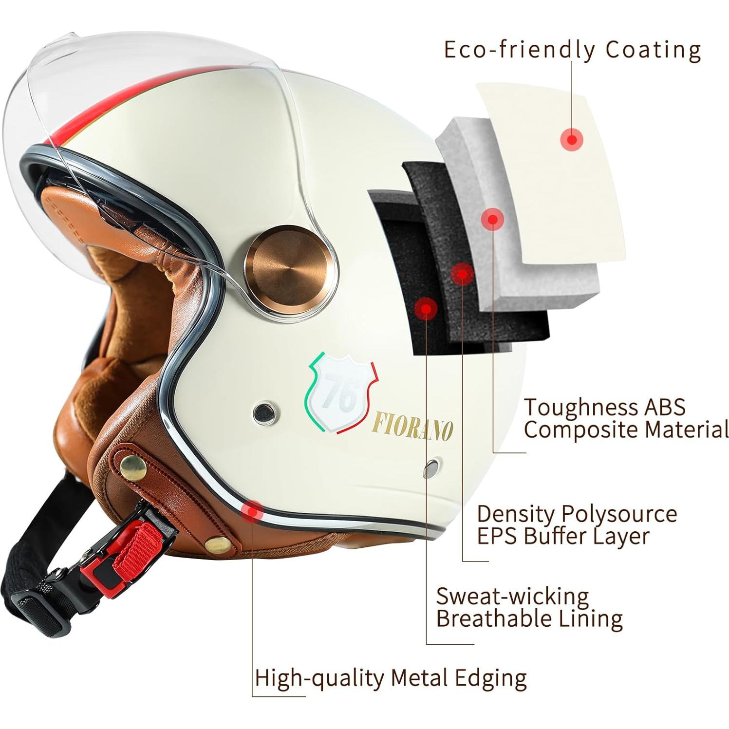 Casco de Motocicleta Pretoee PT-AIR 06 Retro 3/4 Unisex