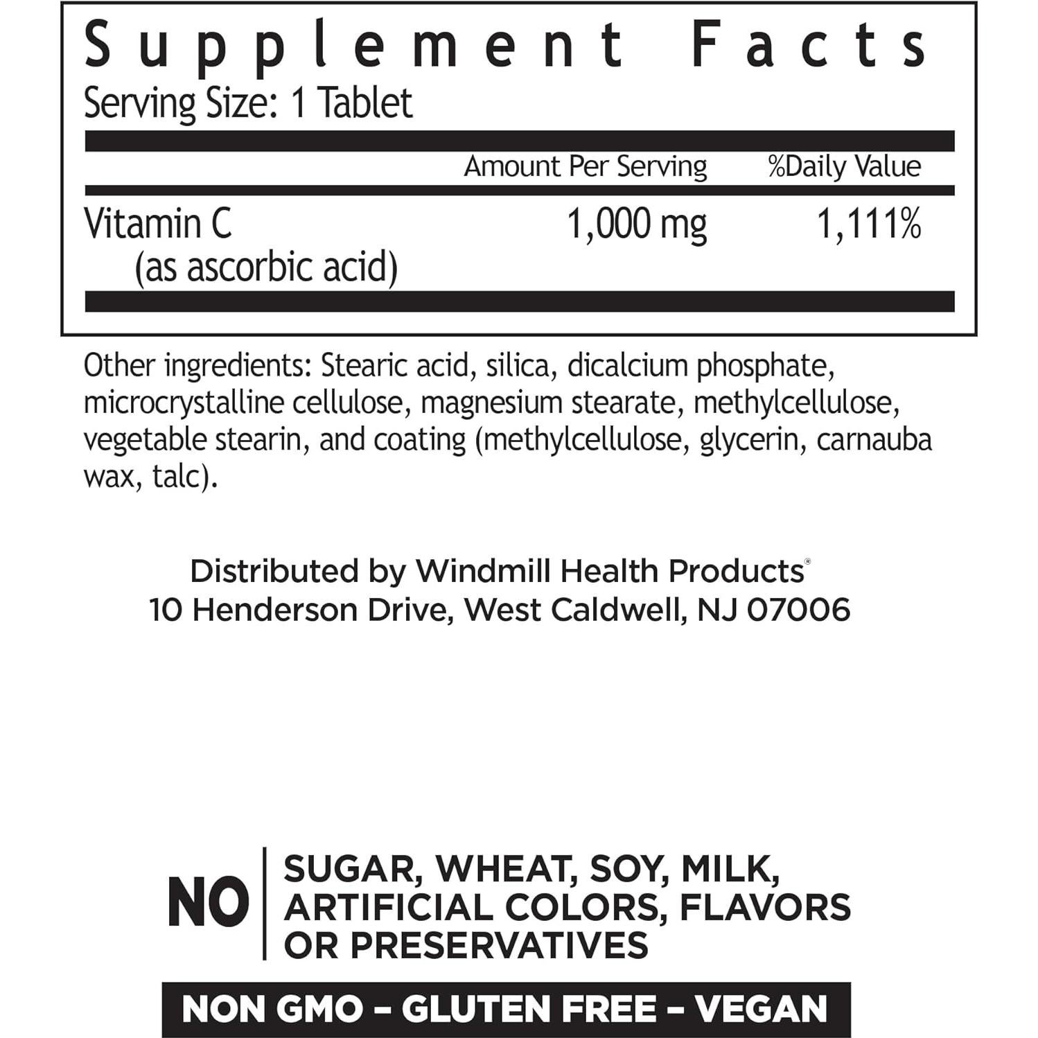 Tabletas de Vitamina C 1000 mg Windmill 100 Porciones