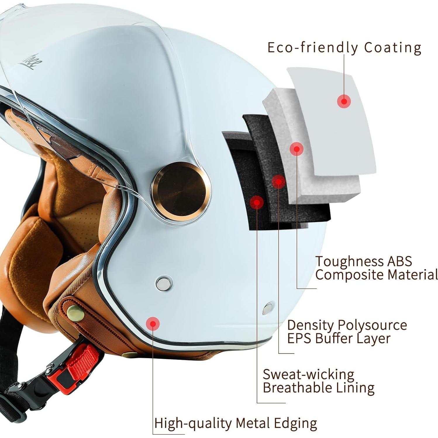 Casco de motocicleta Pretoee PT-AIR 06 3/4 unisex negro/blanco