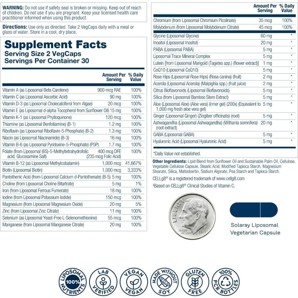 Multivitamina Liposomal Solaray para Mujeres 60 VegCaps