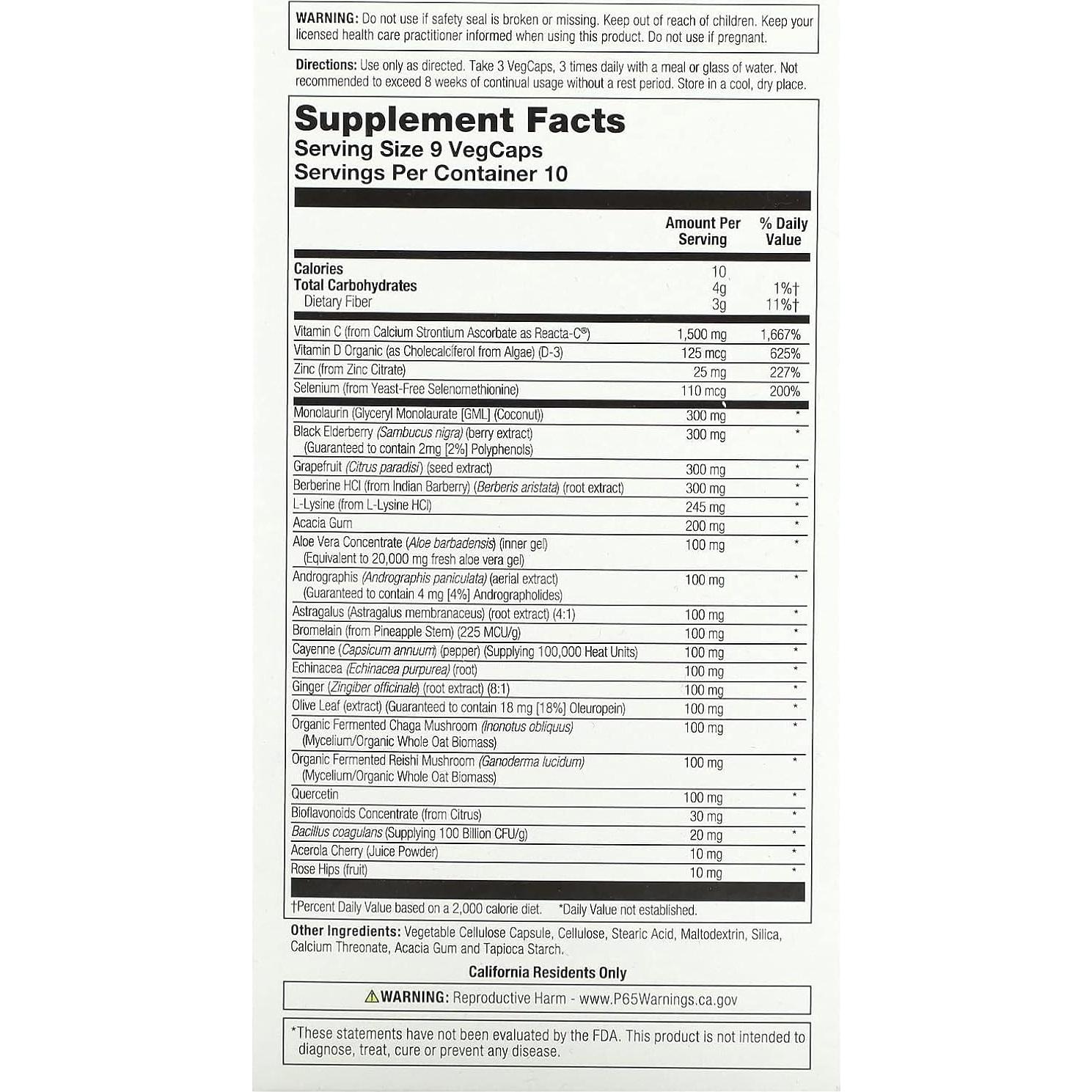 Solaray Immufight Soporte Inmunológico 90 VegCaps con Vitamina C y D