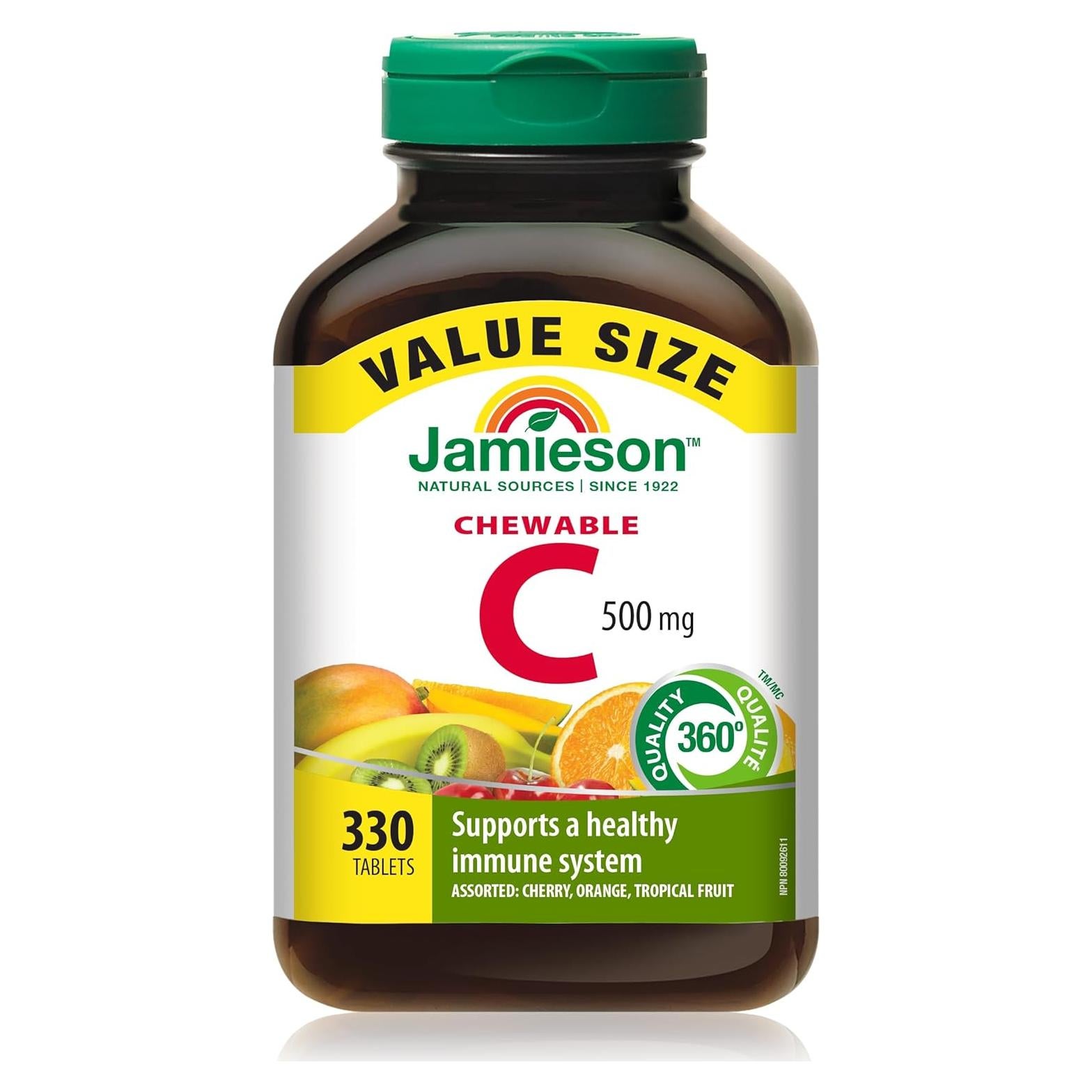 Suplemento de Vitamina C Masticable Jamieson 500mg 330 Unidades