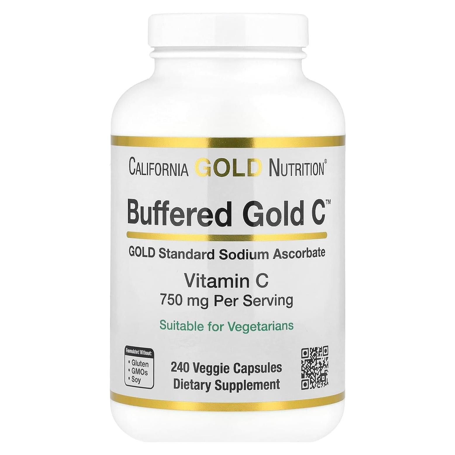 Suplemento Vitamina C Buffered Gold California Gold 750 mg 240 Cápsulas