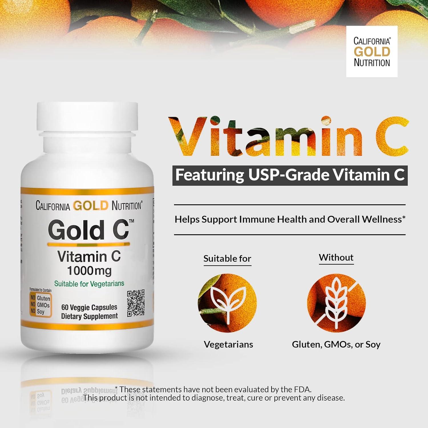 Vitamina C Oro C California Gold Nutrition 1000 mg 60 Cápsulas