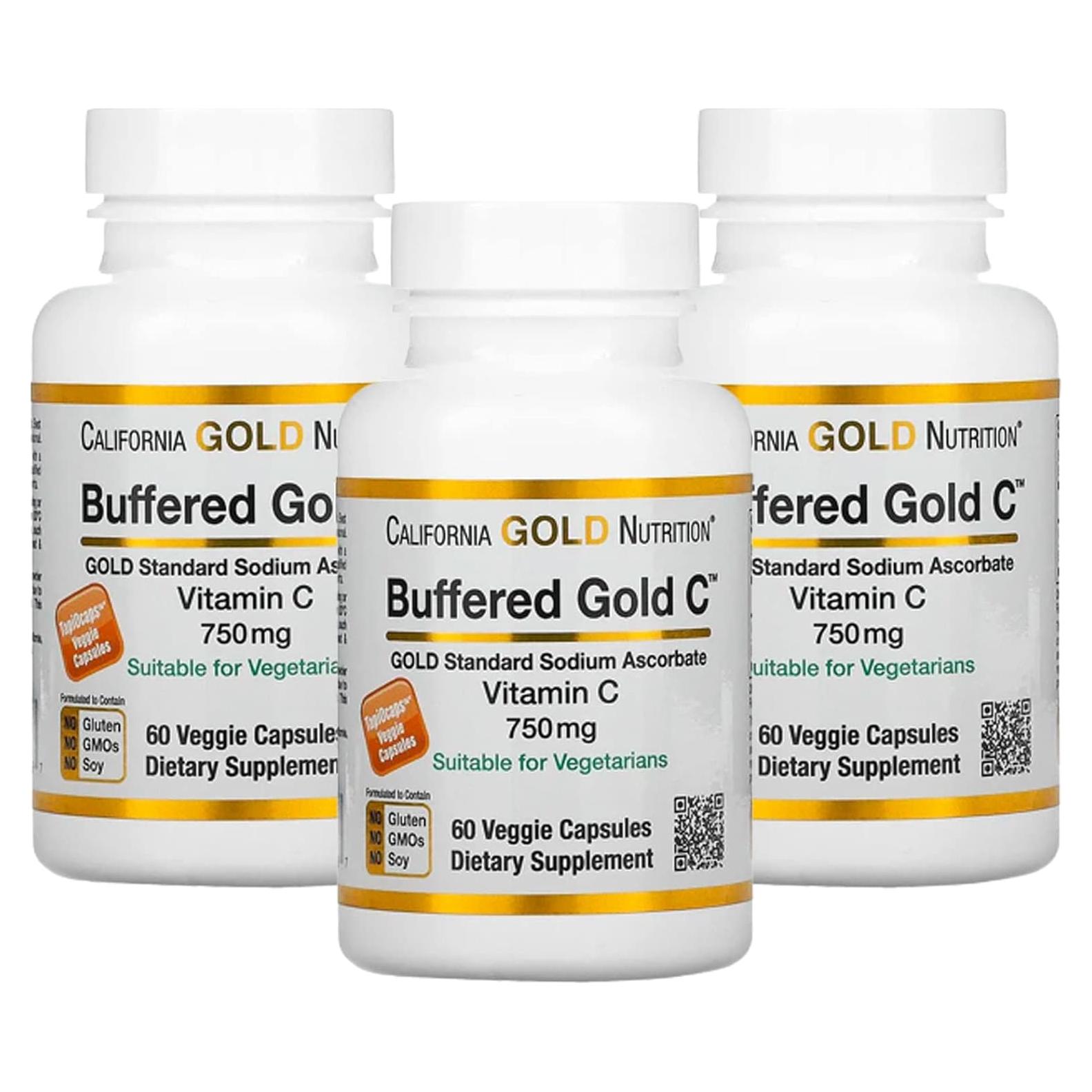 Cápsulas de Vitamina C Buffered California Gold Nutrition 750 mg 60 Unidades