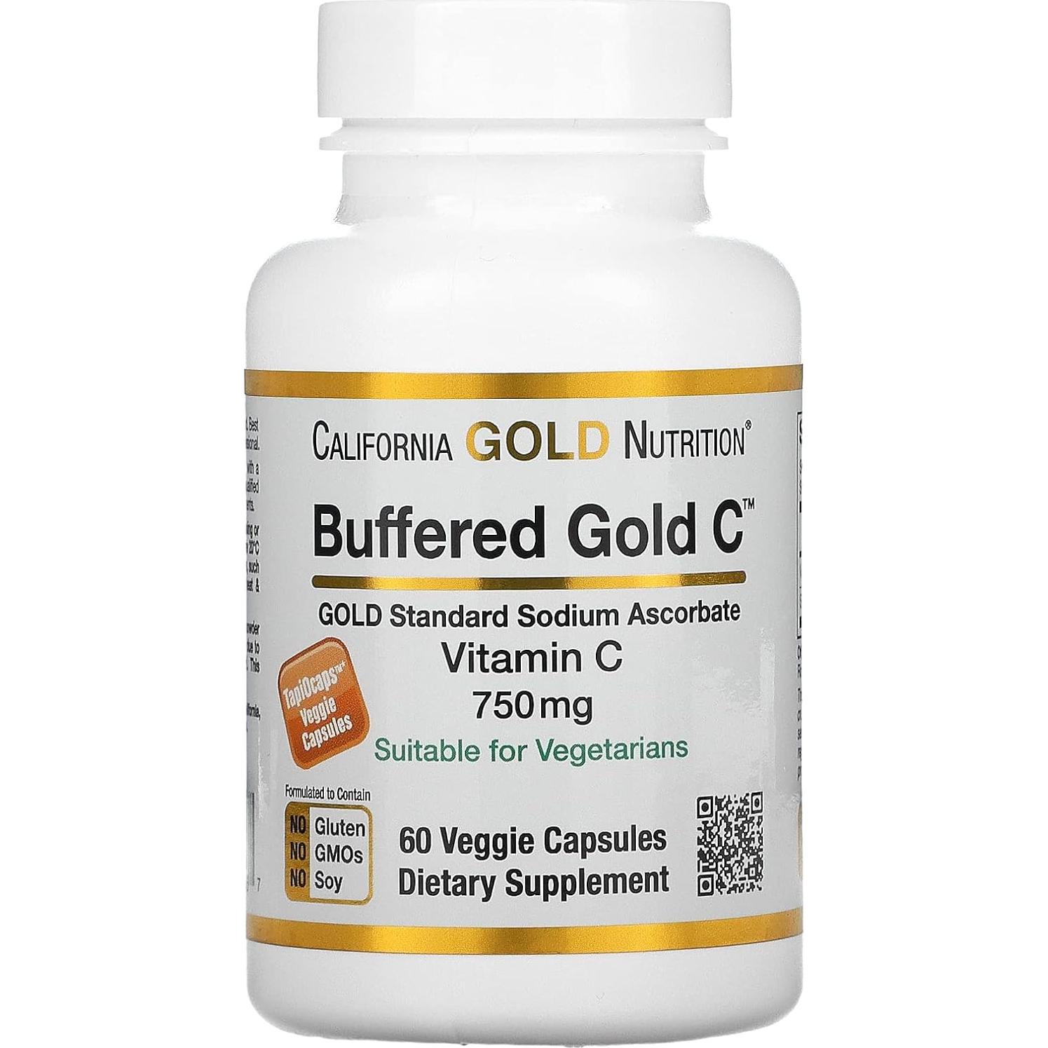 Cápsulas de Vitamina C Buffered California Gold Nutrition 750 mg 60 Unidades