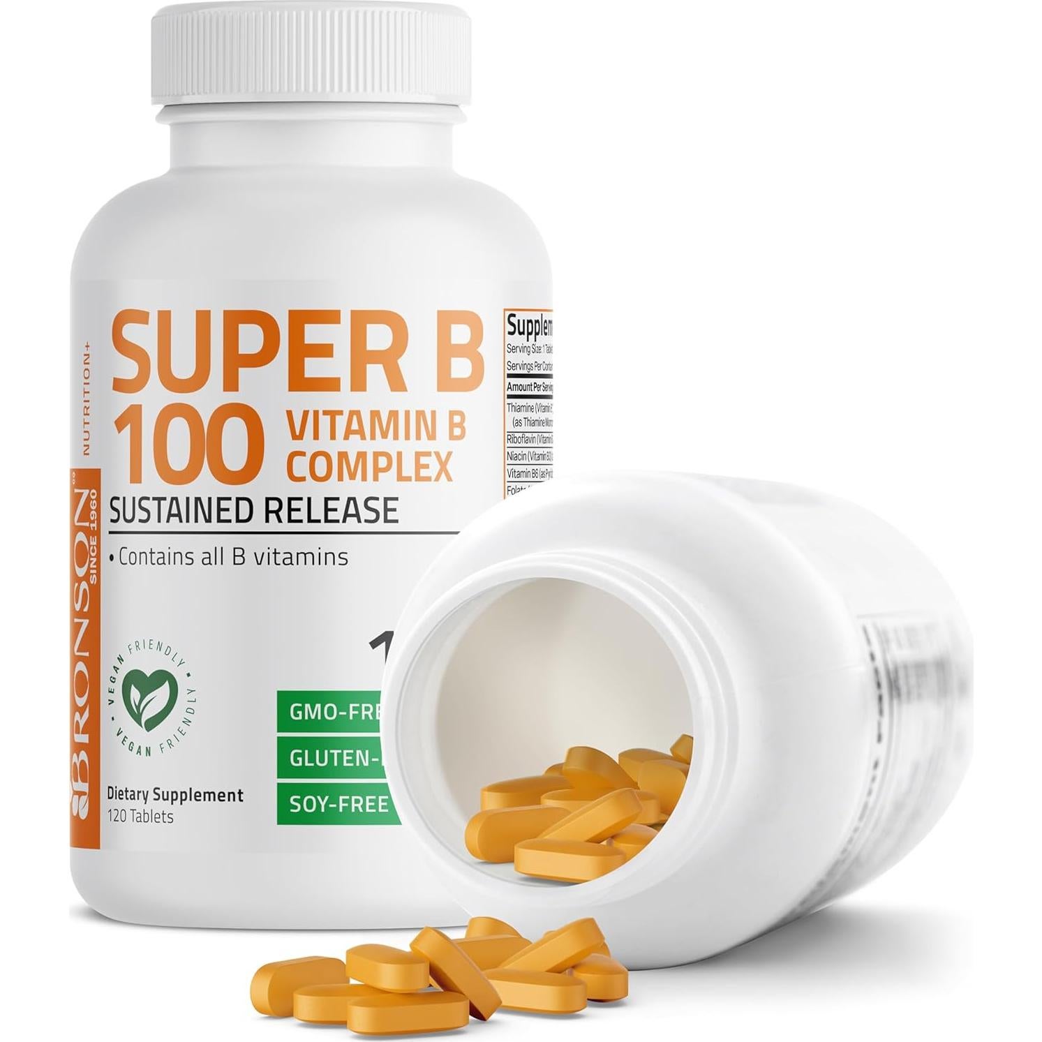 Bronson Super B100 Complejo de Vitaminas B 120 Tabletas