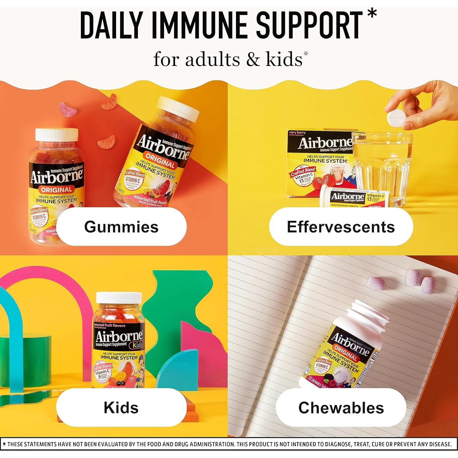 Airborne Tabletas Masticables de Vitamina C 1000mg Cítricos - 96 Unidades