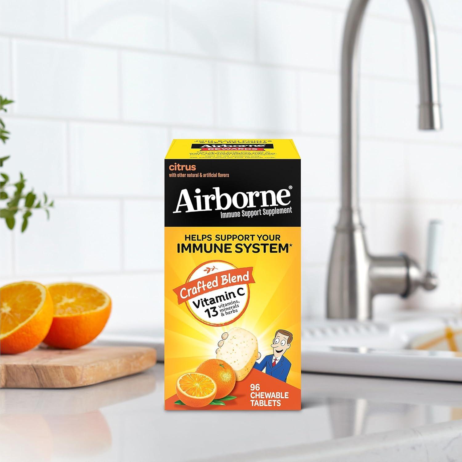 Airborne Tabletas Masticables de Vitamina C 1000mg Cítricos - 96 Unidades