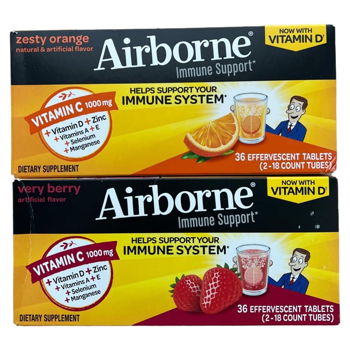 Tabletas efervescentes Airborne 72CT - Vitamina C 1000mg