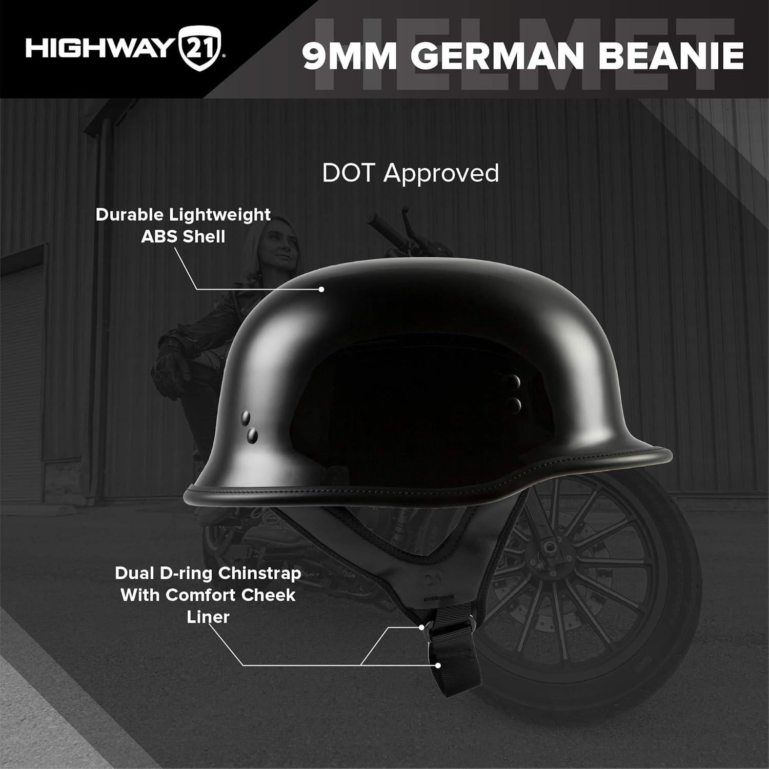 Casco Beanie Highway 21 3X-Large Negro Mate D.O.T.