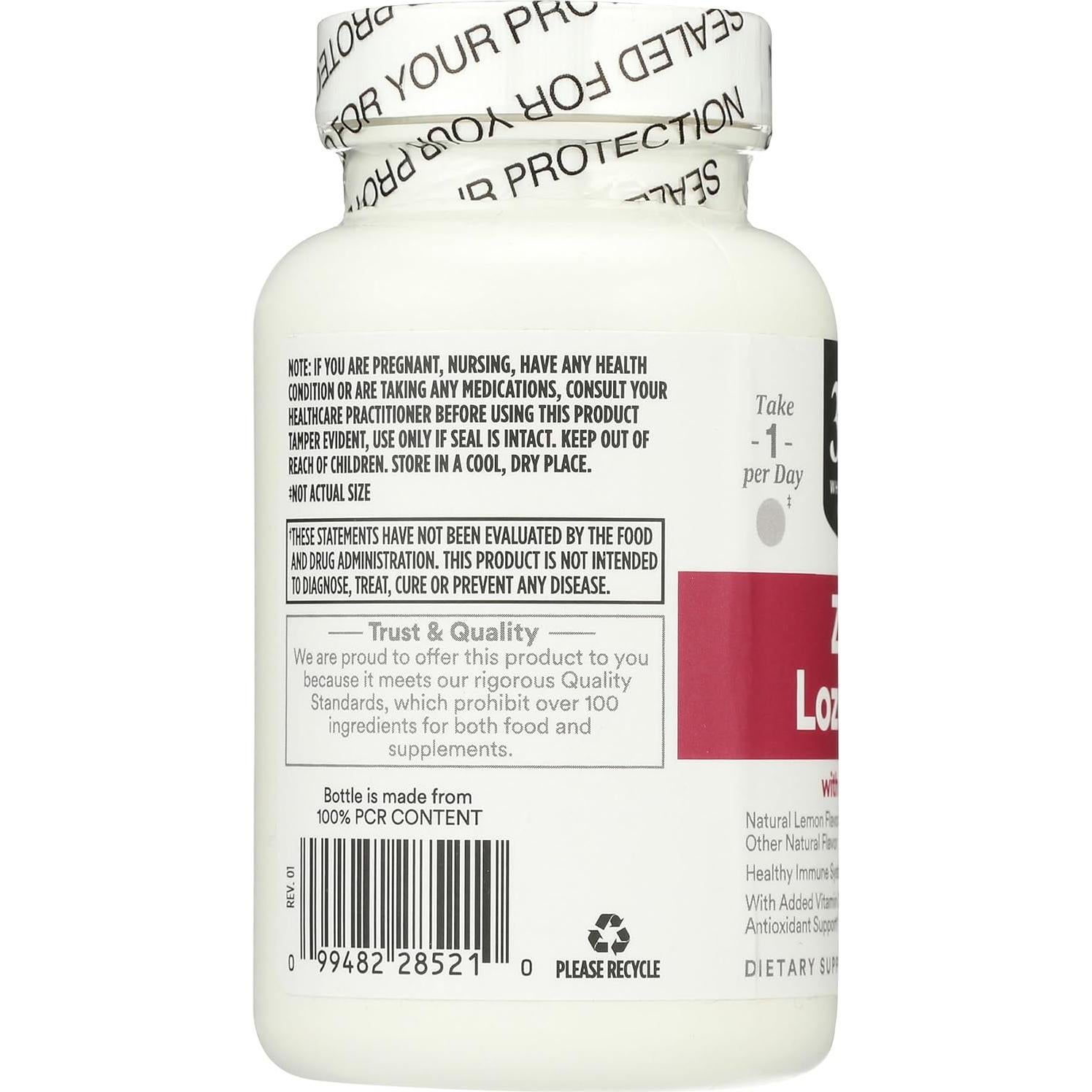 Pastillas de Zinc con Vitamina C 365 Whole Foods 90 Unidades