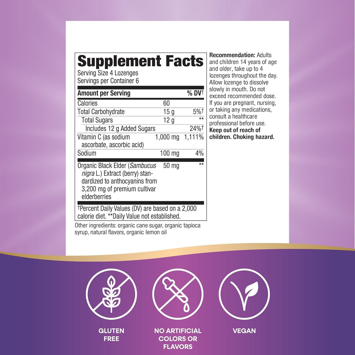 Pastillas de Saúco Nature's Way 1000 mg Vitamina C 72 Unidades