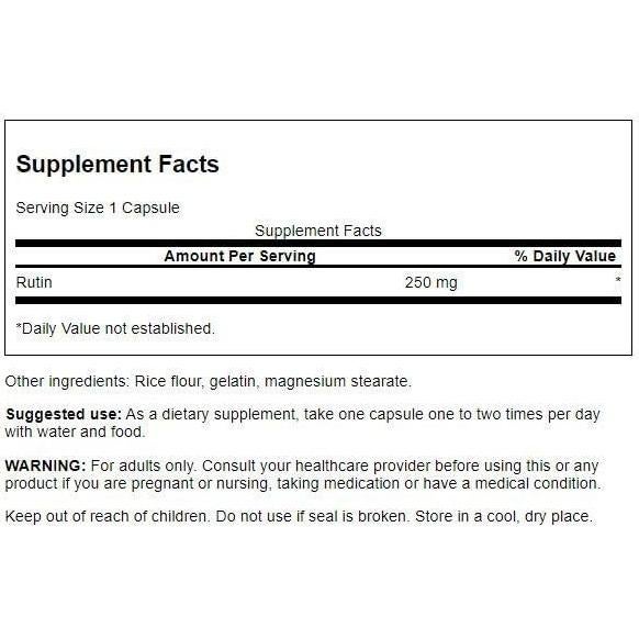 Swanson Rutin 250 mg 250 Cápsulas - Bioflavonoide Antioxidante