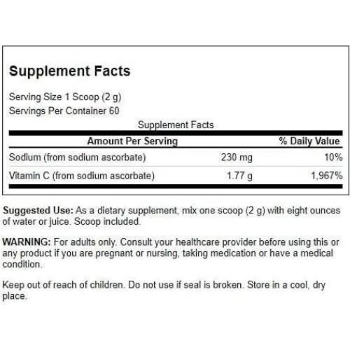 Suplemento de Vitamina C Ascorbato Sódico Swanson 120 g