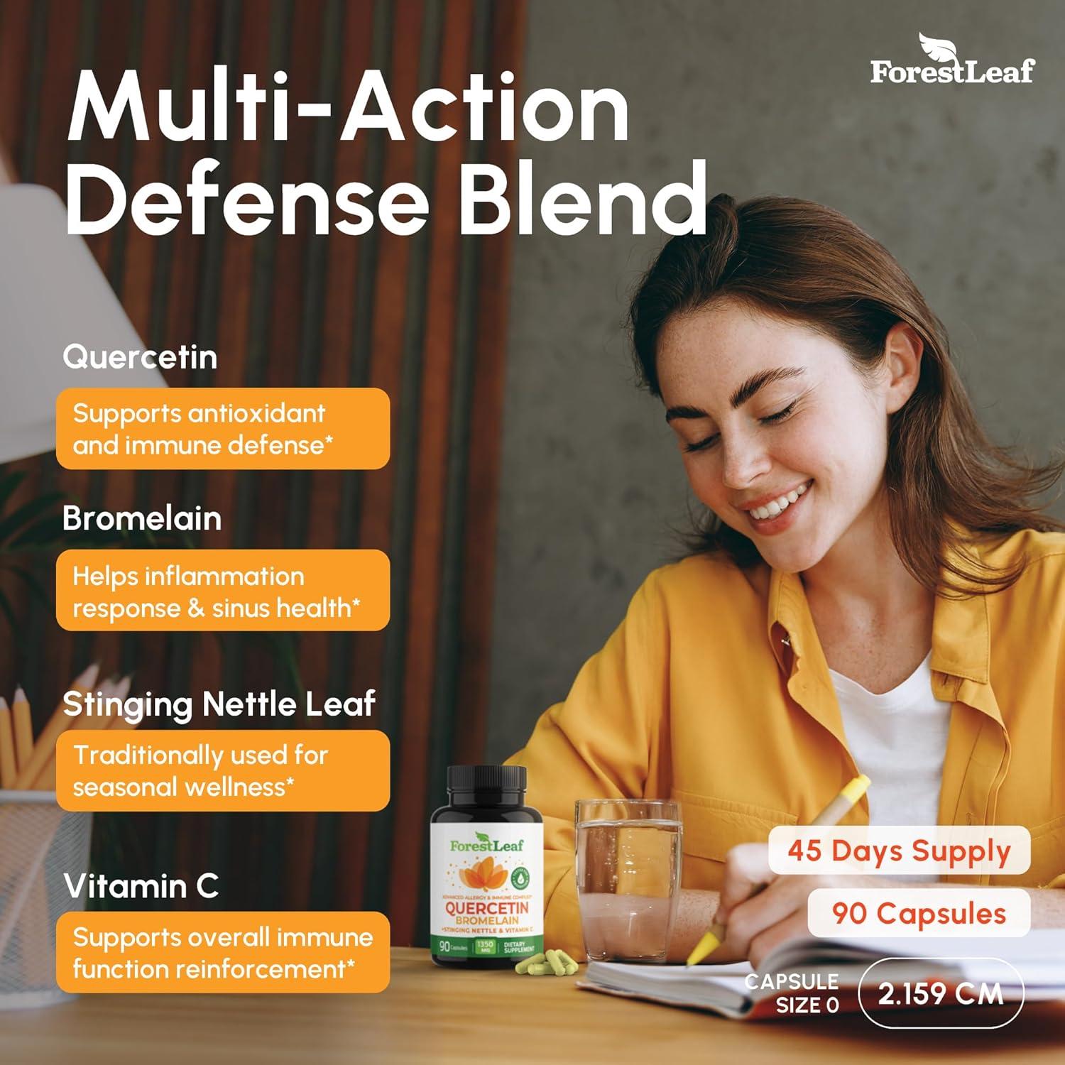 Quercetina con Bromelina ForestLeaf 1350mg - 90 Cápsulas