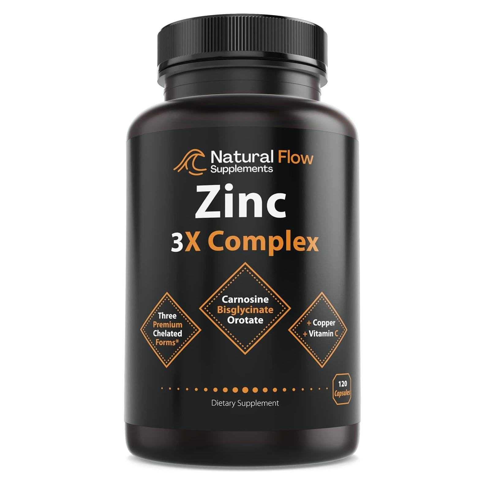 Suplemento de Zinc con Cobre y Vitamina C Natural Flow 120 Cápsulas
