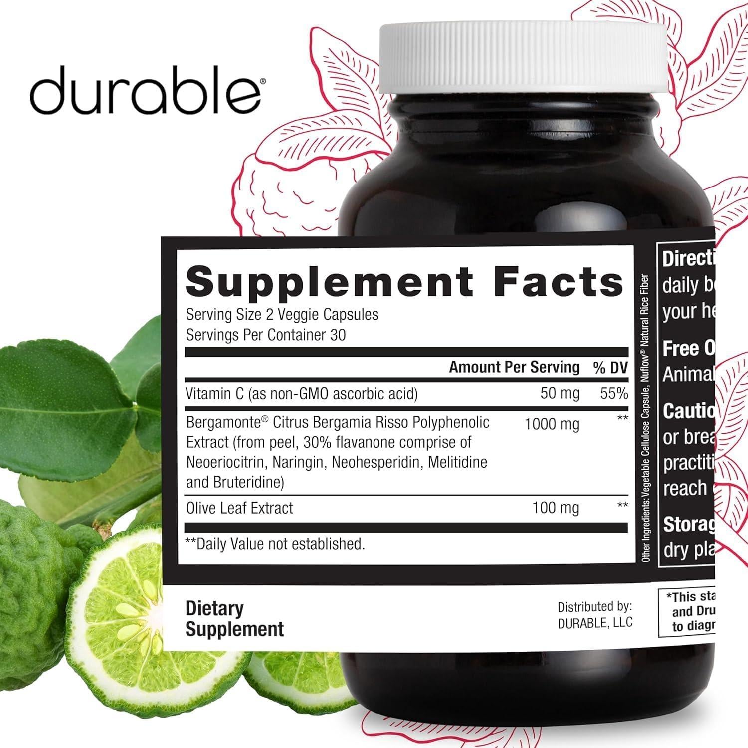 Suplemento Natural Corazón Durable 1000 mg Bergamonte + Vitamina C