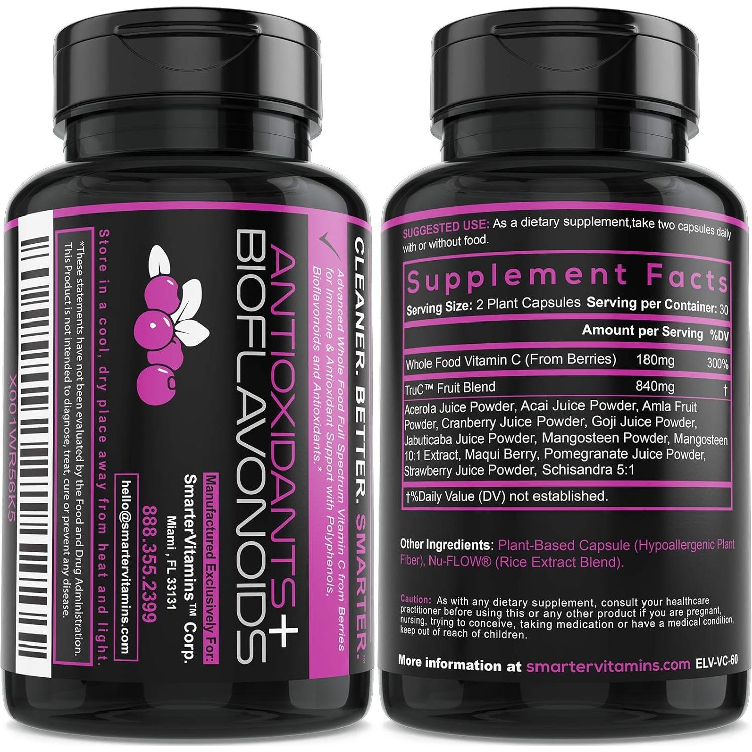 Vitamina C Cruda SmarterVitamins 300 Cápsulas Veganas