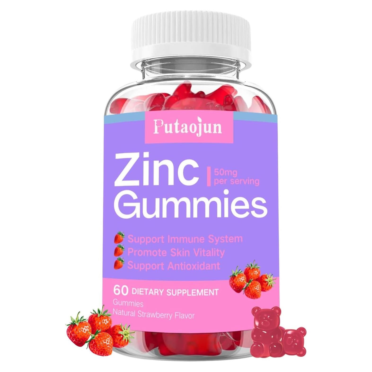 Gomitas de Zinc Veganas Putaojun 60 Unidades Sabor Fresa