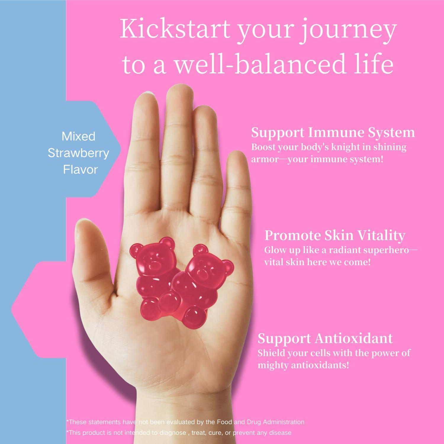 Gomitas de Zinc Veganas Putaojun 60 Unidades Sabor Fresa