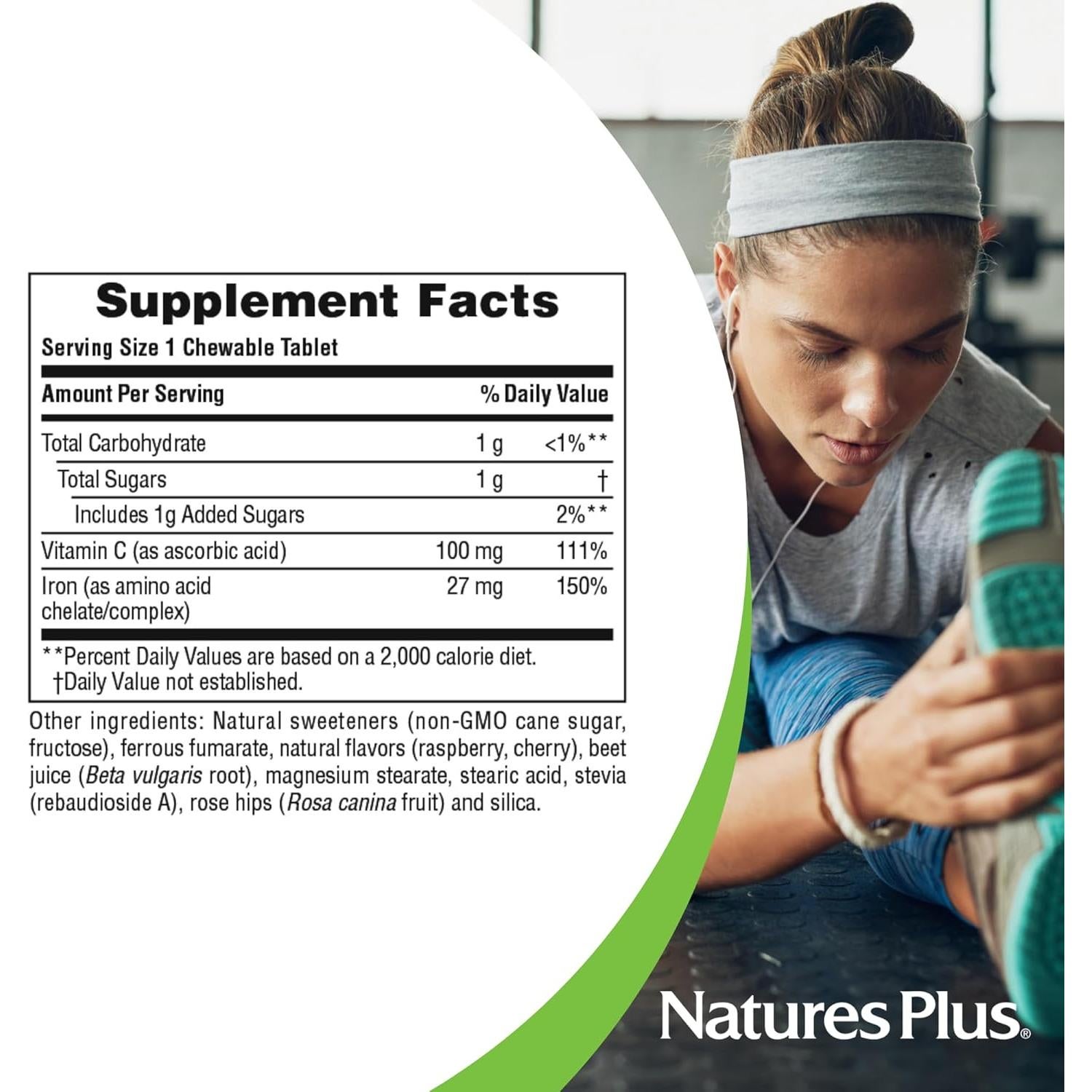 Suplemento de Hierro Masticable NaturesPlus Cereza 90 Tabletas