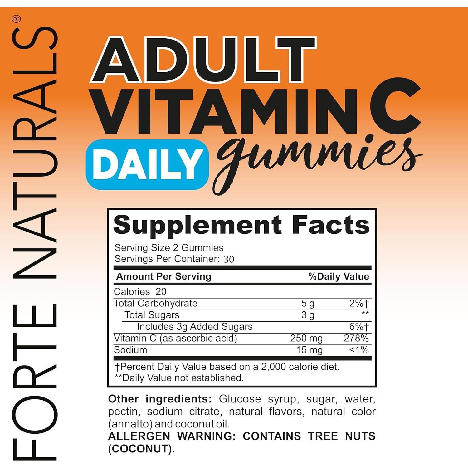Gomitas de Vitamina C 250mg Forte Naturals - 60 Unidades Sabor Naranja