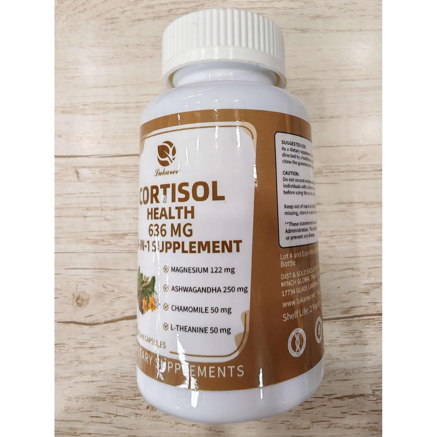 Suplemento de Cortisol 10-en-1 Lukaree 120 Cápsulas Veganas