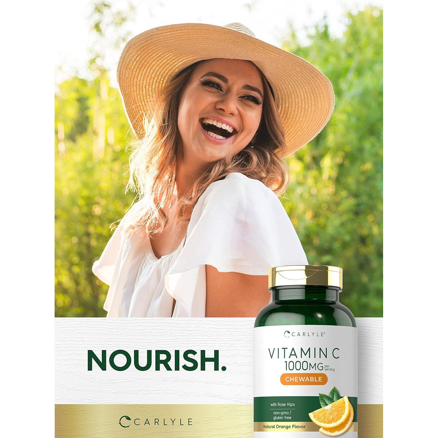 Carlyle Vitamina C Masticable 1000mg 180 Tabletas Sabor Naranja