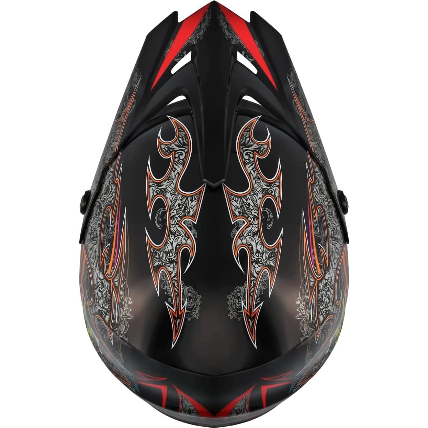 Casco de Motocross Senhill Grande Negro con Gafas y Guantes