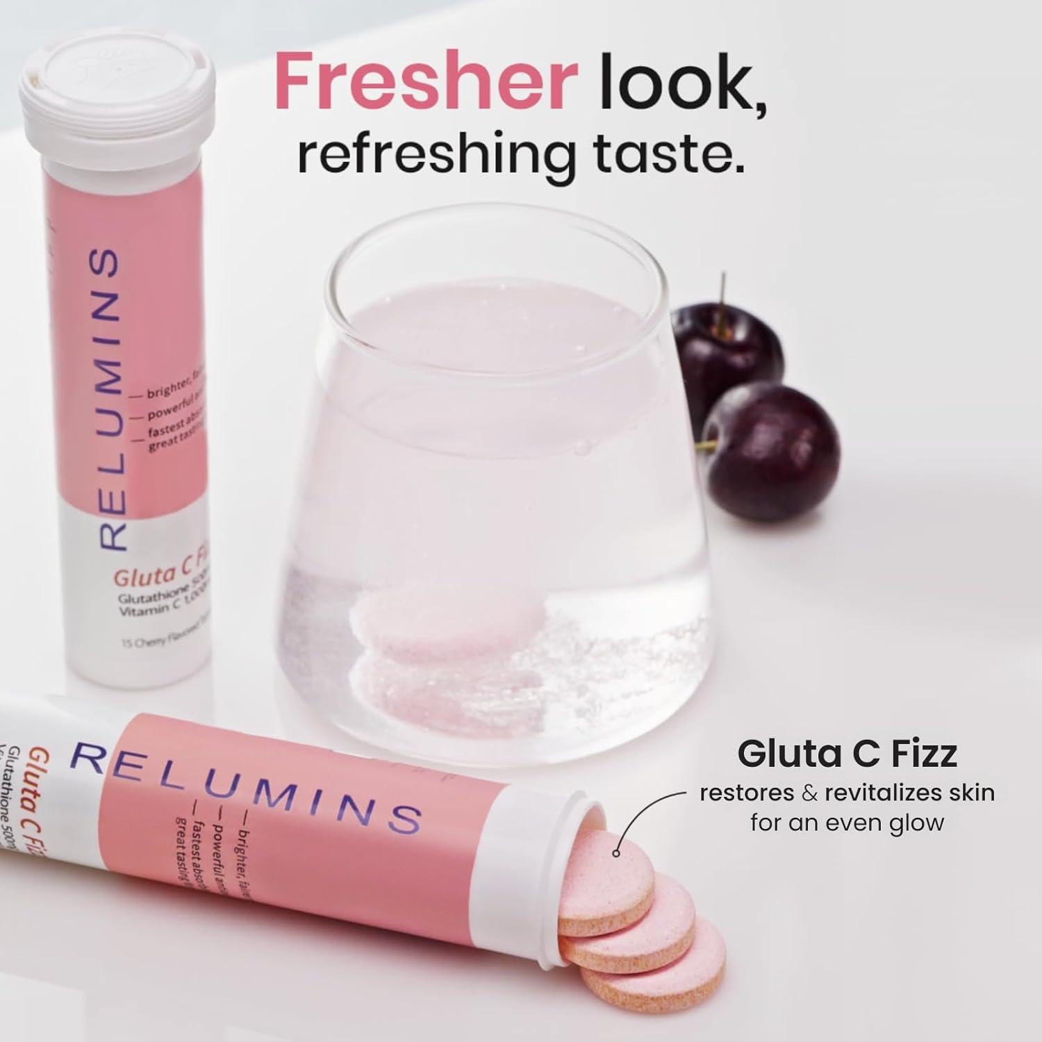 Relumins Gluta C Fizz - Suplemento de Glutatión 1000mg - 30 Tabletas