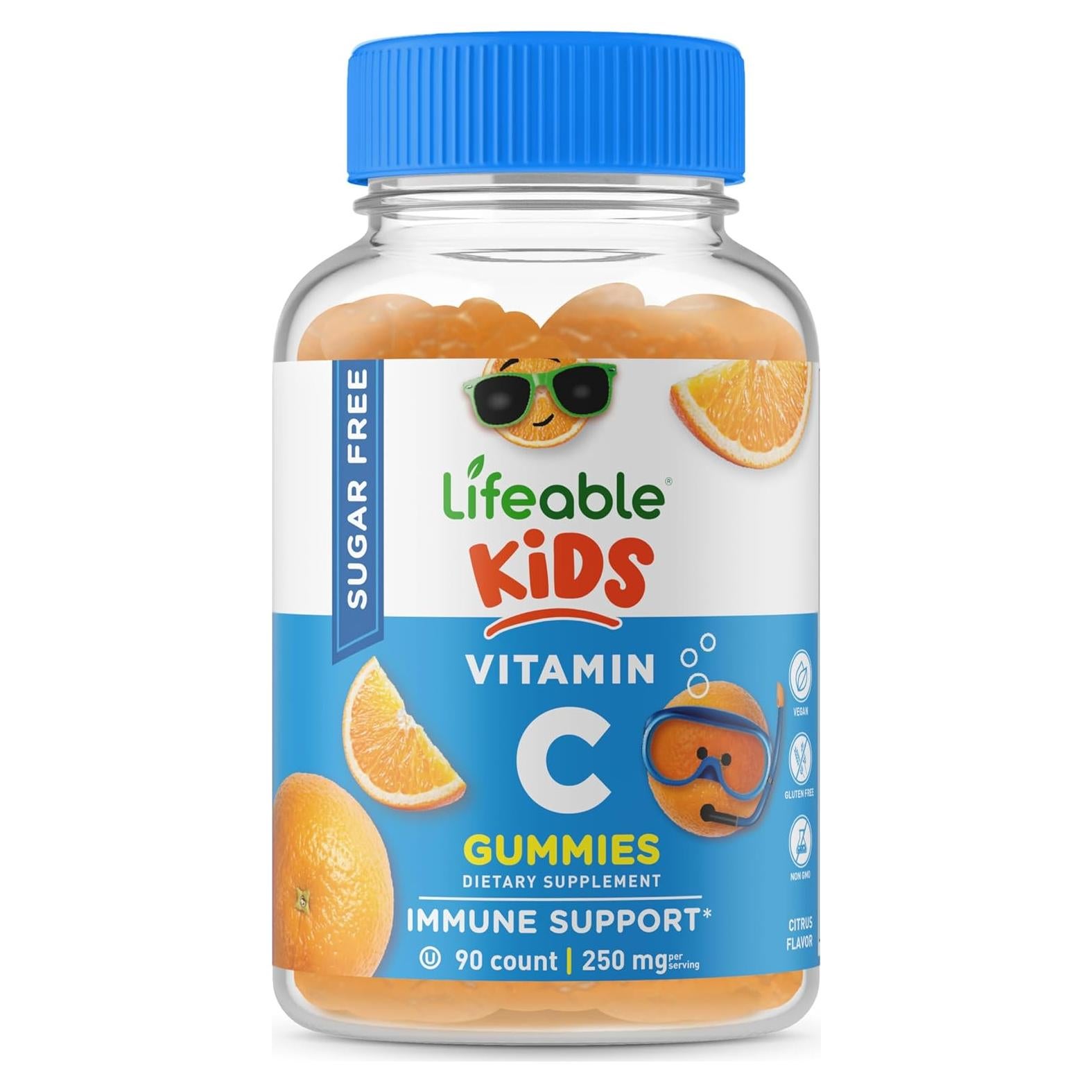 Gomas de Vitamina C Sin Azúcar Lifeable 250 mg para Niños - 90 Gomas