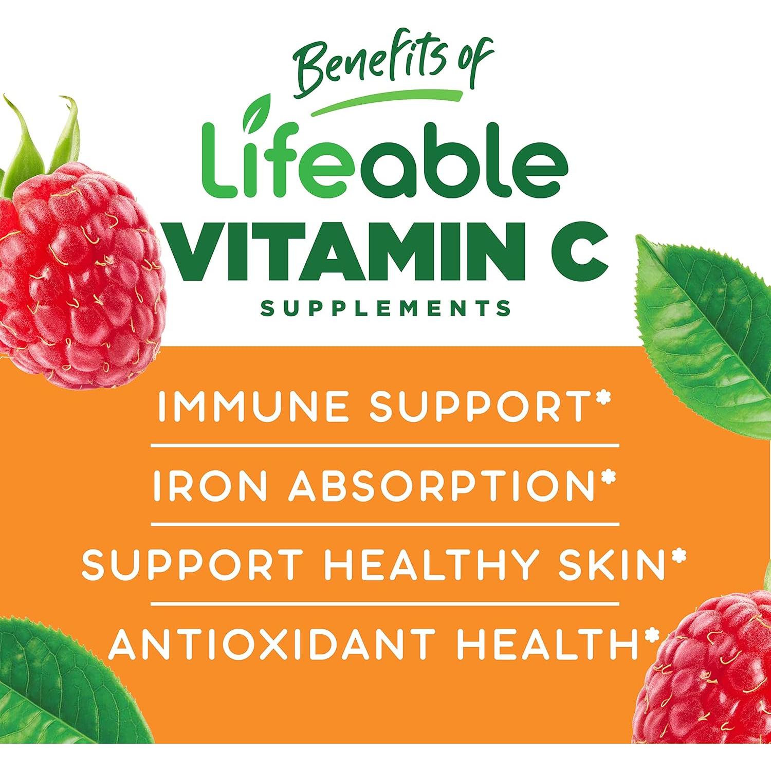 Gomas de Vitamina C Sin Azúcar Lifeable 250 mg para Niños - 90 Gomas