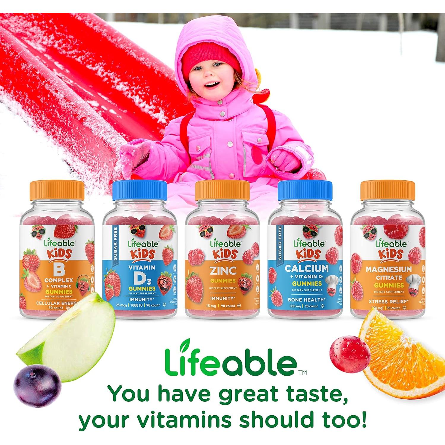 Gomas de Vitamina C Sin Azúcar Lifeable 250 mg para Niños - 90 Gomas