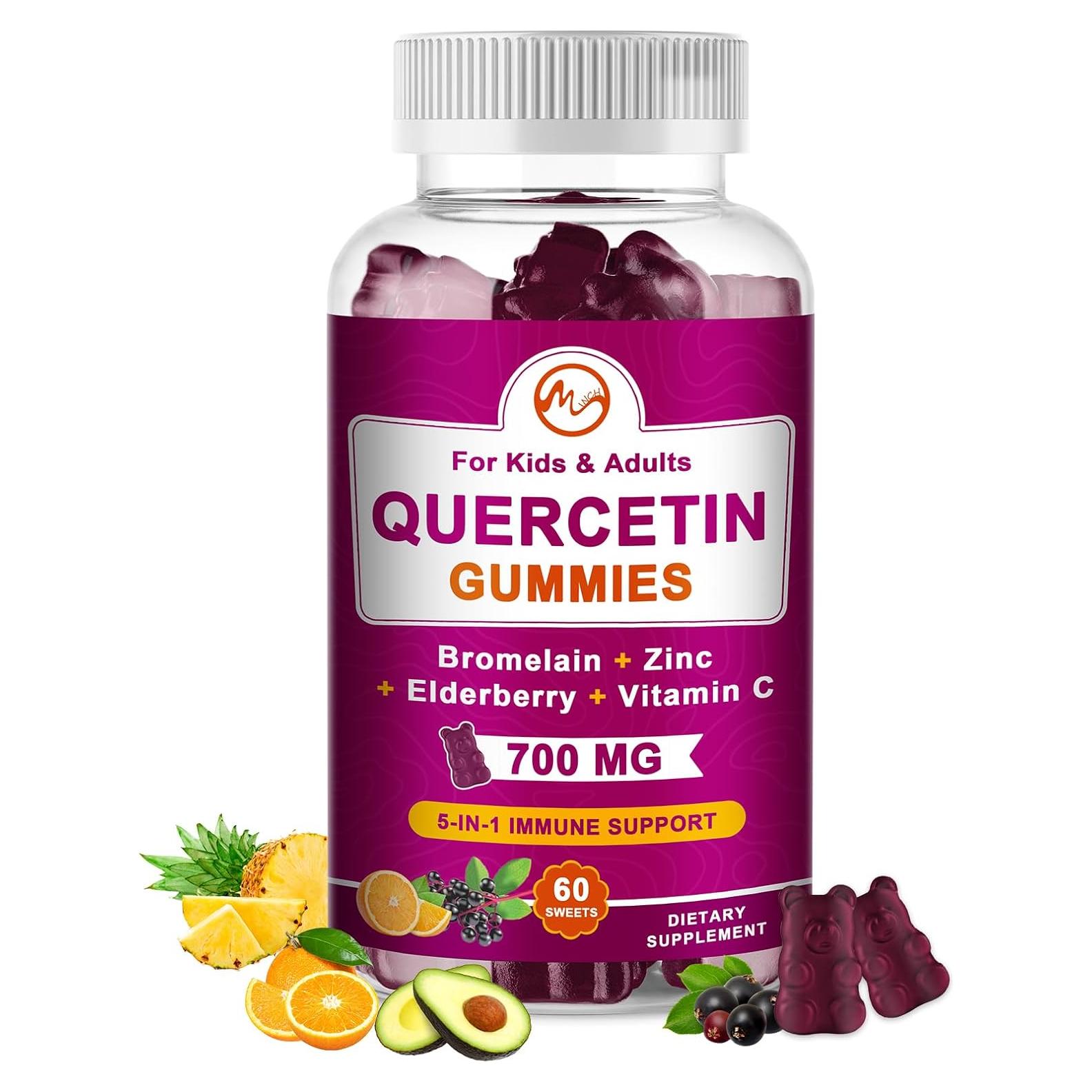 Gomitas Veganas de Quercetina 700 mg con Zinc y Vitamina C - 60 Unidades