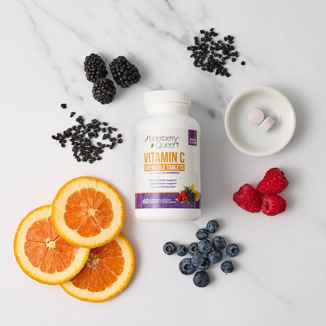 Vitamina C Masticable Elderberry Queen 500mg - 60 Tabletas Orgánicas