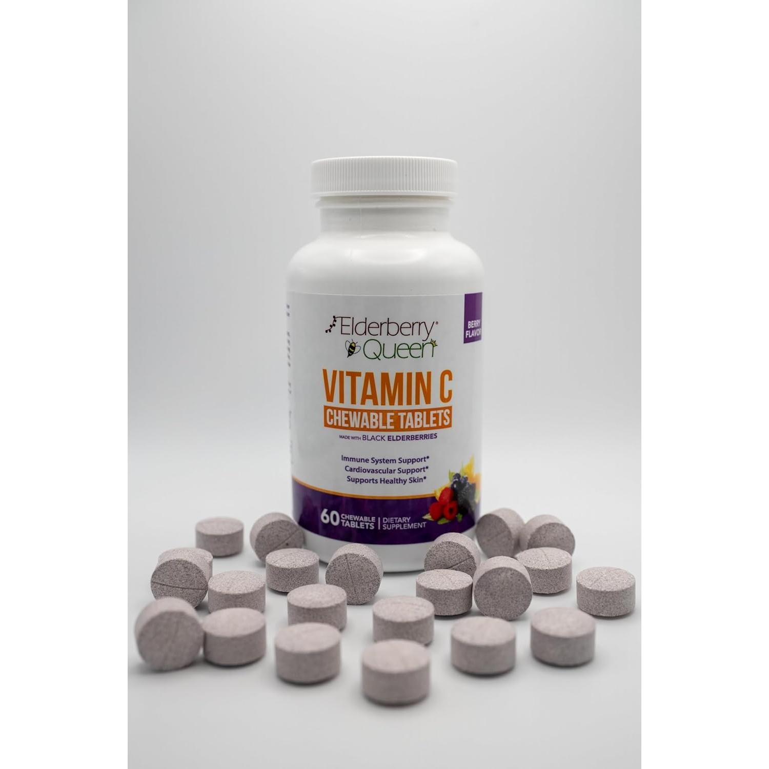 Vitamina C Masticable Elderberry Queen 500mg - 60 Tabletas Orgánicas