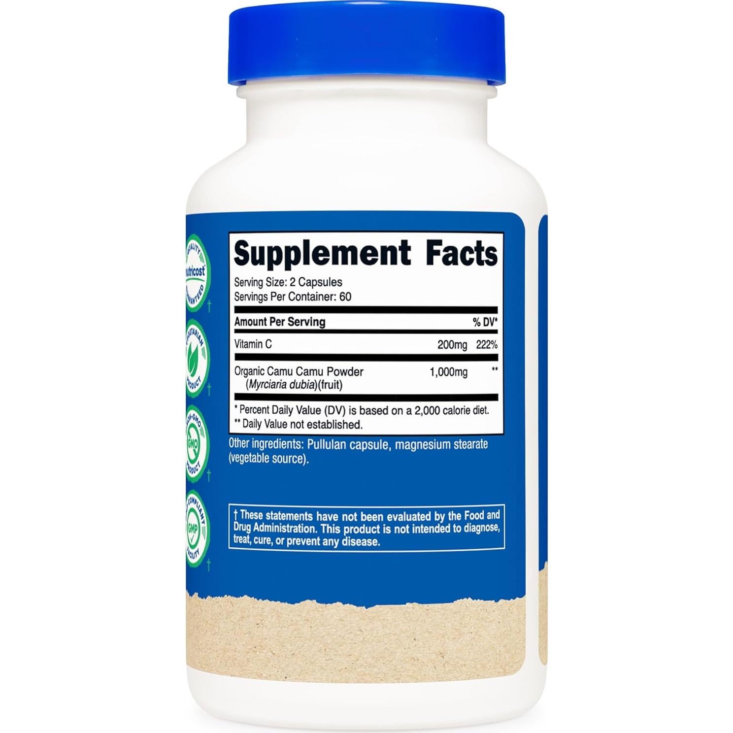 Camu Camu Nutricost 1000mg 120 Cápsulas Orgánico Vitamina C