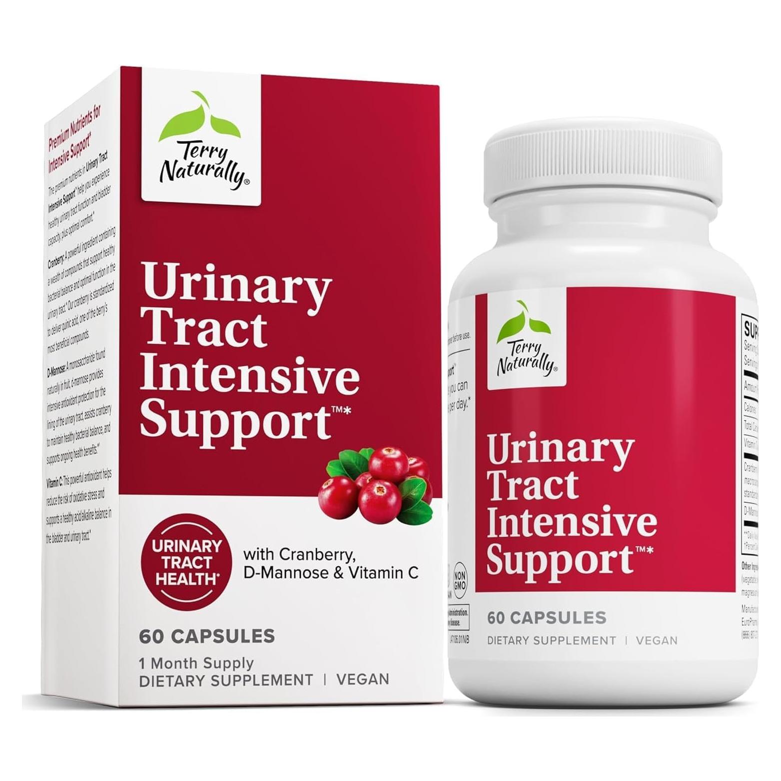 Suplemento Urinario Terry Naturally con Arándano y D-Mannosa - 60 Cápsulas