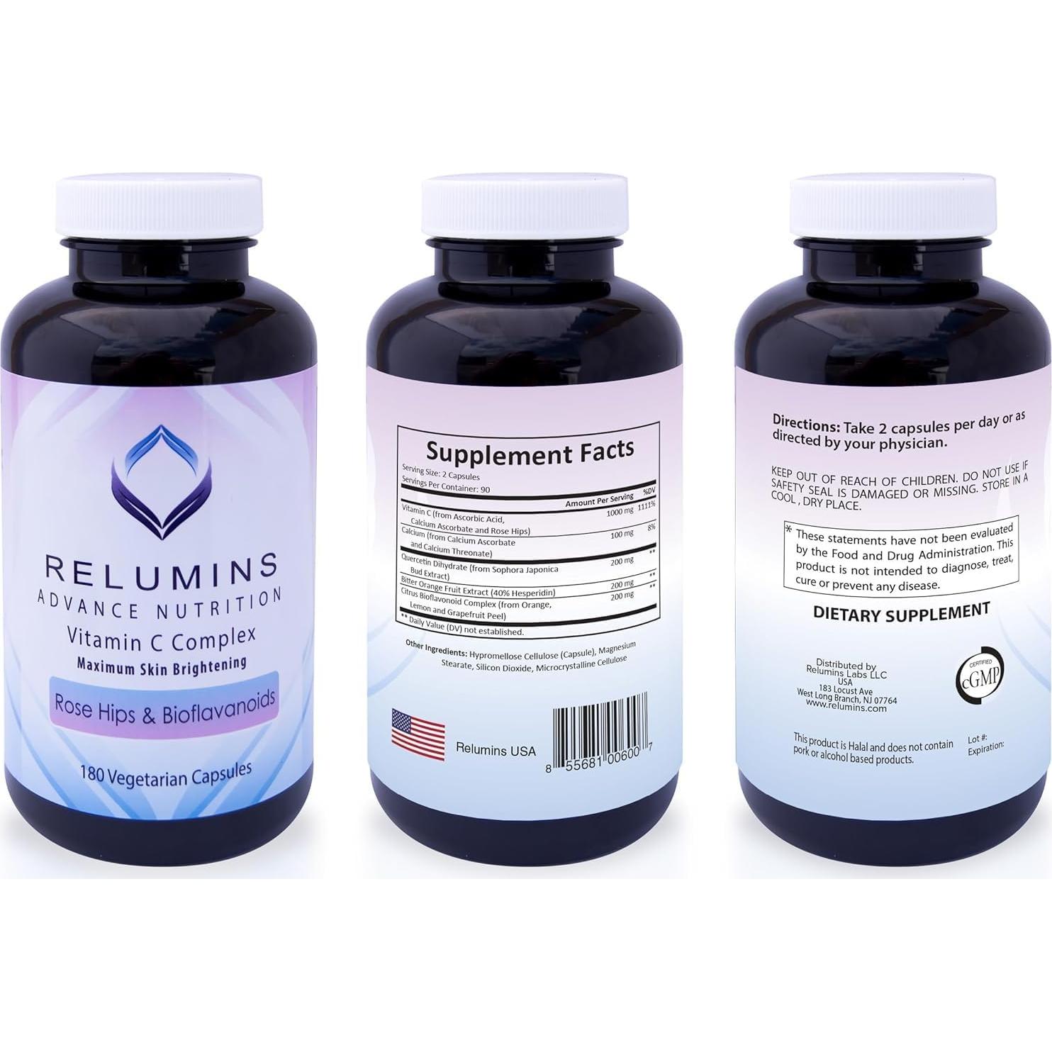 Suplemento Vitamina C Relumins 1000mg con Rosa Mosqueta 540 Cápsulas
