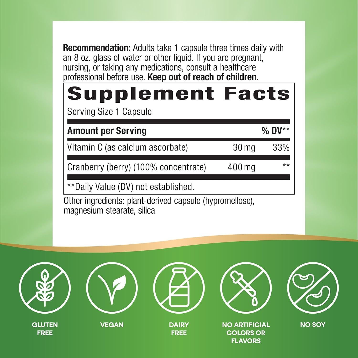 Cápsulas de Arándano Nature's Way 400 mg, 120 Unidades