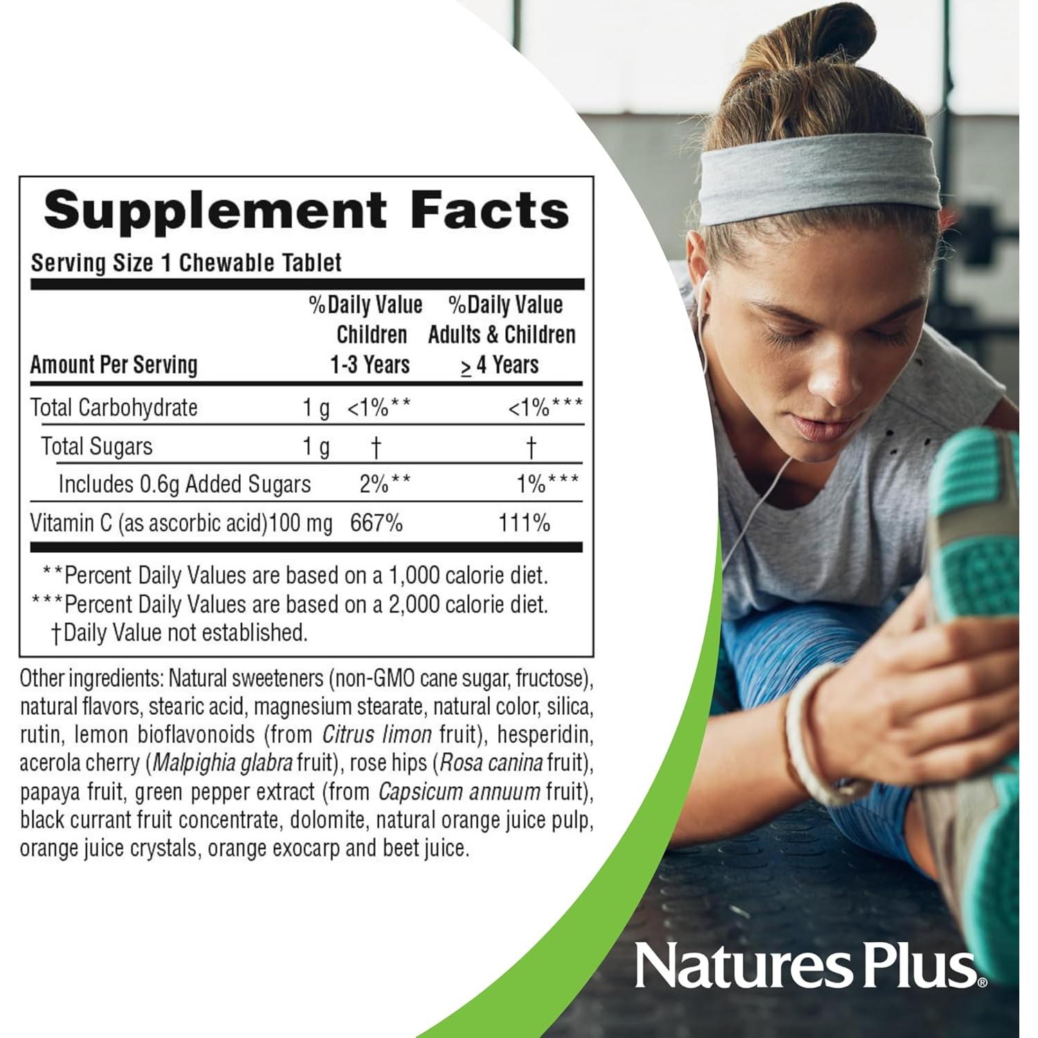 Jugo de Naranjas Nature's Plus - 180 Tabletas Masticables 100 mg Vitamina C