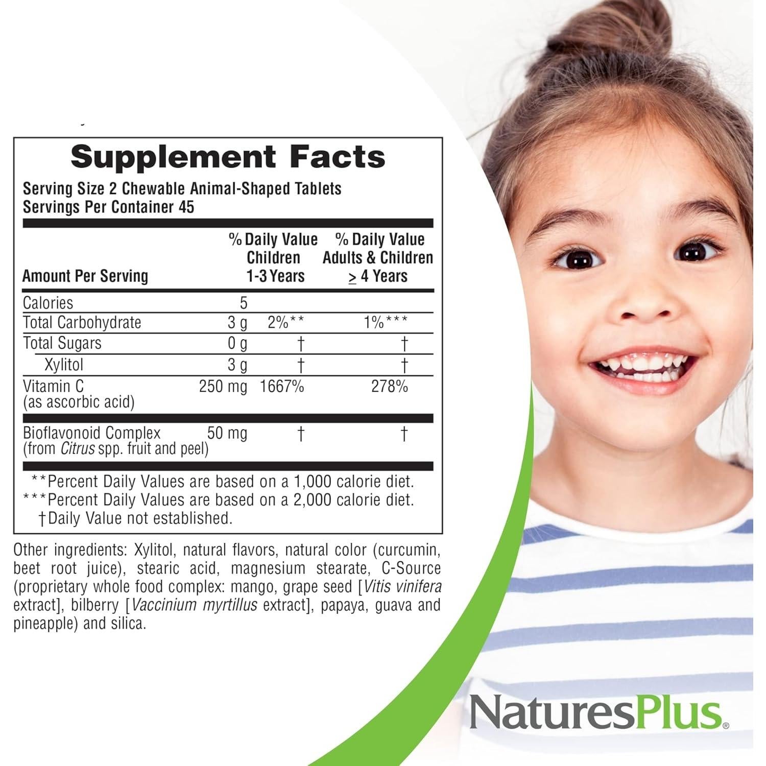 Vitaminas C Masticables para Niños Nature's Plus 90 Tabletas