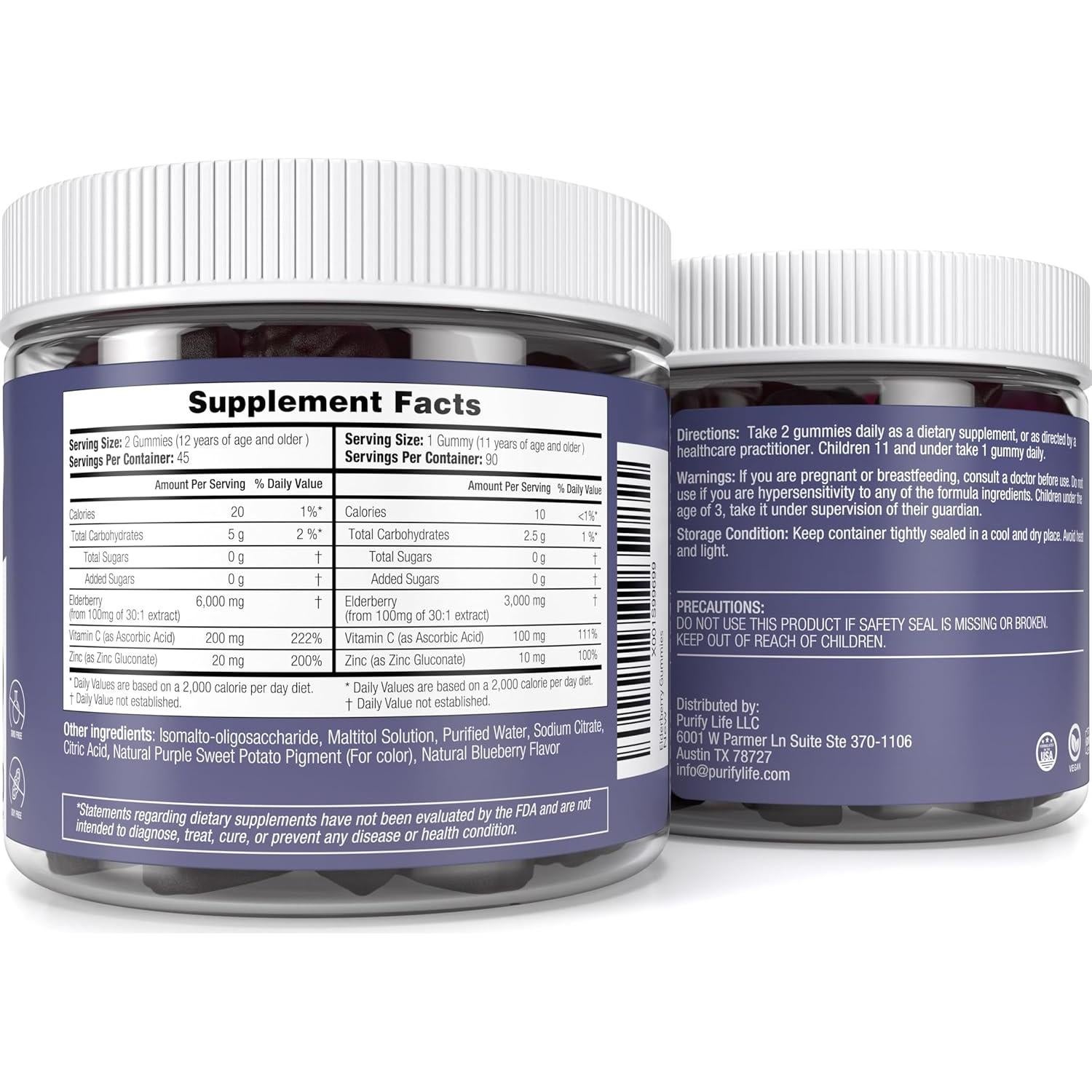 Gomitas de Saúco Purify Life Sin Azúcar 90 Unidades