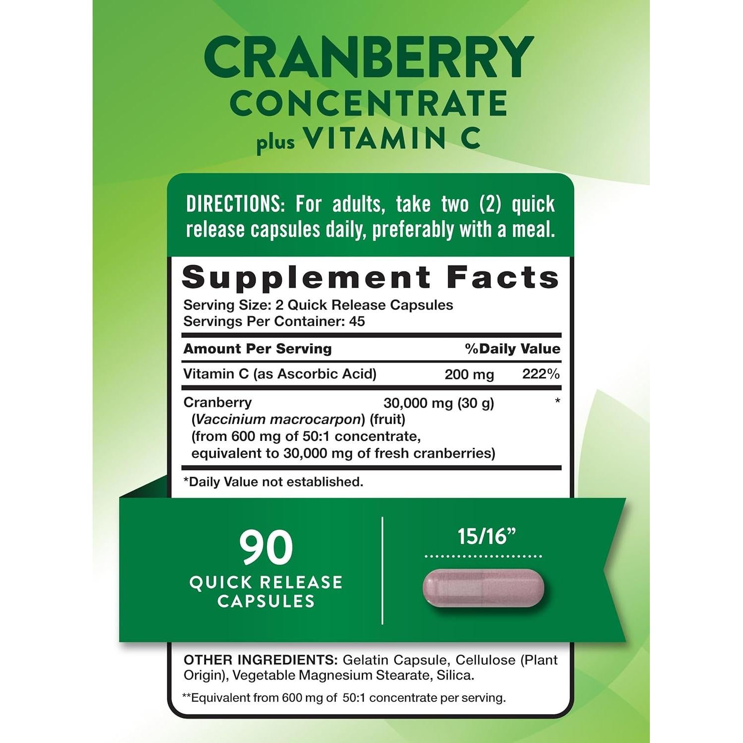 Cápsulas de Concentrado de Arándano Nature's Truth 30,000mg